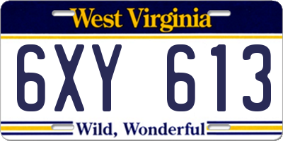 WV license plate 6XY613