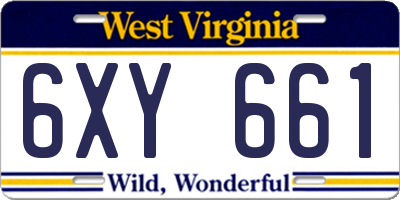 WV license plate 6XY661