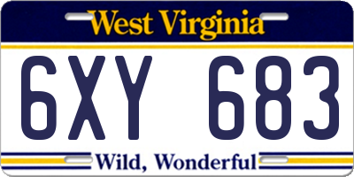 WV license plate 6XY683