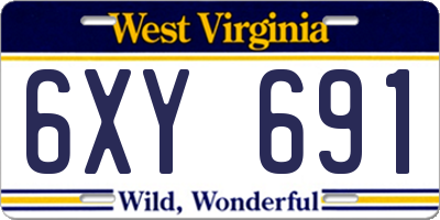 WV license plate 6XY691
