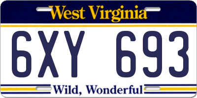 WV license plate 6XY693