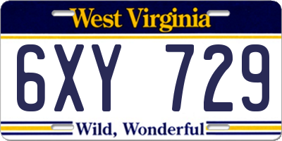 WV license plate 6XY729