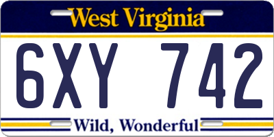 WV license plate 6XY742