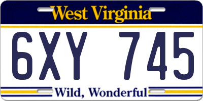 WV license plate 6XY745