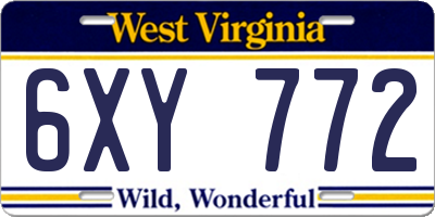 WV license plate 6XY772