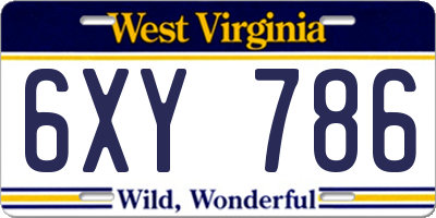 WV license plate 6XY786
