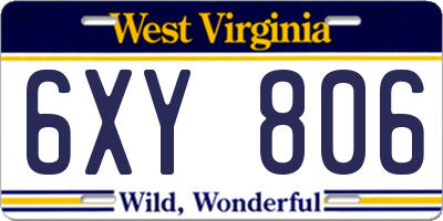 WV license plate 6XY806