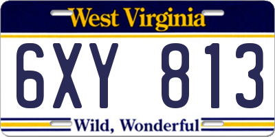 WV license plate 6XY813