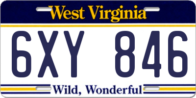 WV license plate 6XY846
