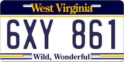 WV license plate 6XY861