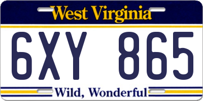 WV license plate 6XY865