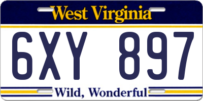 WV license plate 6XY897
