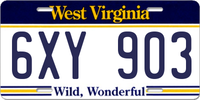 WV license plate 6XY903