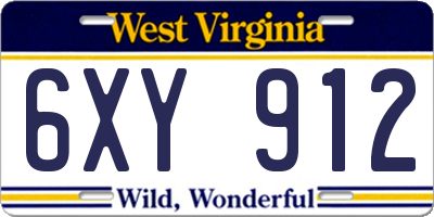 WV license plate 6XY912