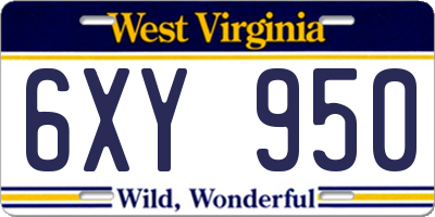 WV license plate 6XY950