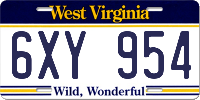 WV license plate 6XY954