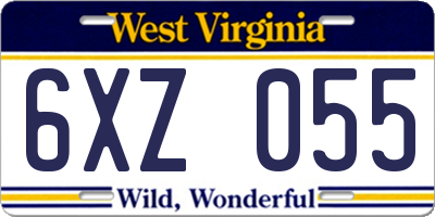 WV license plate 6XZ055