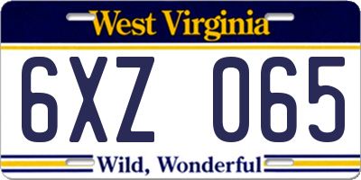 WV license plate 6XZ065