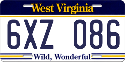 WV license plate 6XZ086