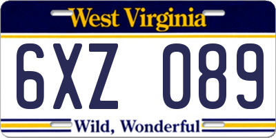 WV license plate 6XZ089