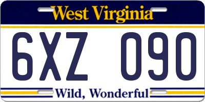 WV license plate 6XZ090