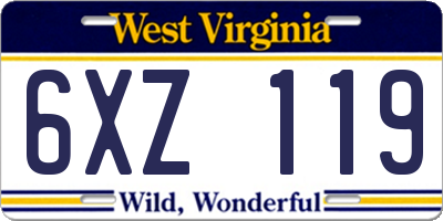 WV license plate 6XZ119