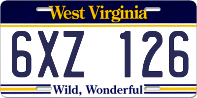 WV license plate 6XZ126