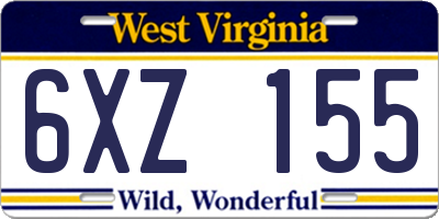 WV license plate 6XZ155