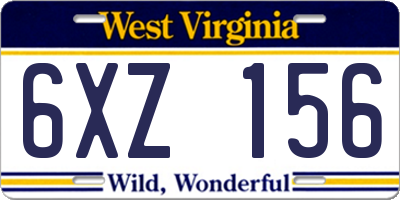 WV license plate 6XZ156