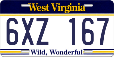 WV license plate 6XZ167