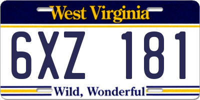 WV license plate 6XZ181