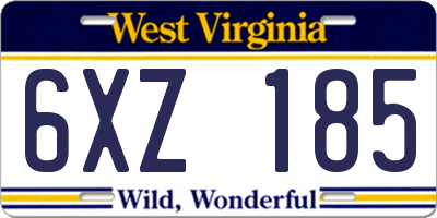 WV license plate 6XZ185