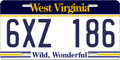 WV license plate 6XZ186