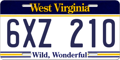 WV license plate 6XZ210