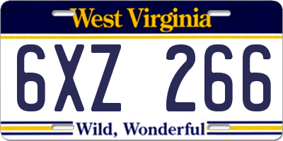 WV license plate 6XZ266