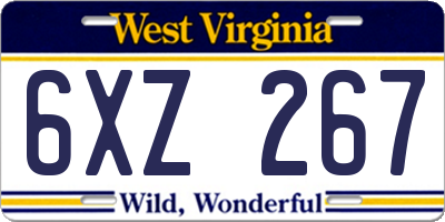 WV license plate 6XZ267