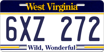 WV license plate 6XZ272
