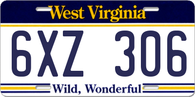 WV license plate 6XZ306