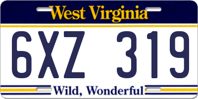 WV license plate 6XZ319