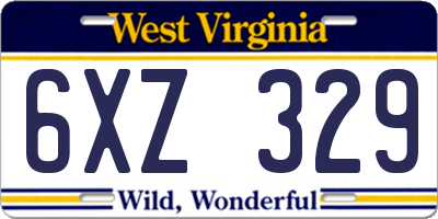 WV license plate 6XZ329