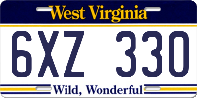 WV license plate 6XZ330