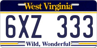 WV license plate 6XZ333