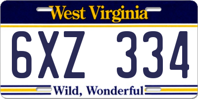WV license plate 6XZ334