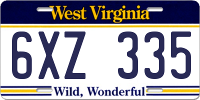 WV license plate 6XZ335