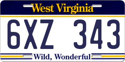 WV license plate 6XZ343