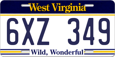 WV license plate 6XZ349