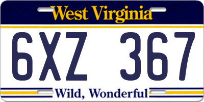 WV license plate 6XZ367