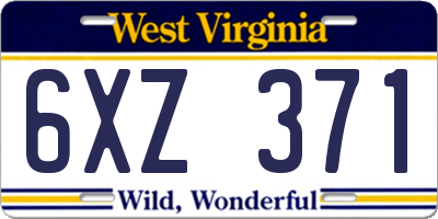 WV license plate 6XZ371