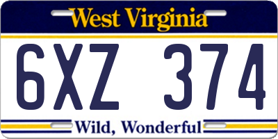 WV license plate 6XZ374