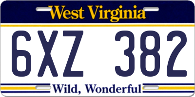 WV license plate 6XZ382